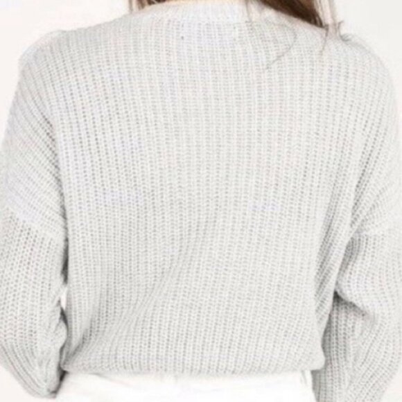 NWT BlankNYC Rum Ruffle Grey Knit Sweater Size Medium New With Tags Ribbed Boho - Picture 12 of 14